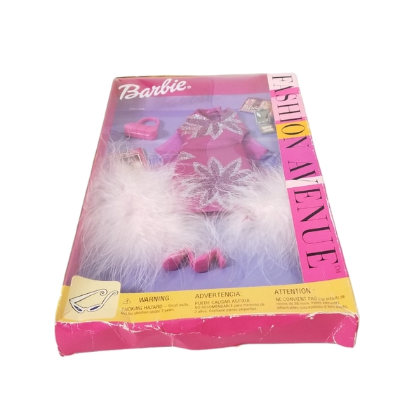 BARBIE Vintage 2002 Fashion Avenue Purple Glitter Dress Feather Boa Outfit NIB - Picture 5 of 12